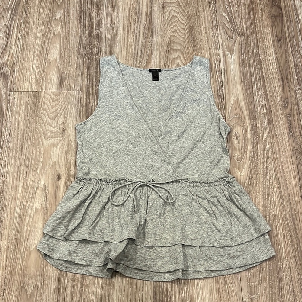 Grey ruffled J•Crew Tank top